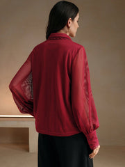 Isabella Elegant Ruffled Lace 3D Floral Blouse