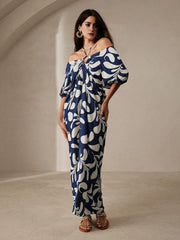 Isabella Women Fashionable Color-Block Printed One Shoulder Dress