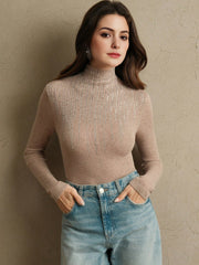 Isabella Embellished Rhinestone Half High Neck Blouse