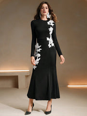 Isabella Lace Embroidery Floral Decor Long Dress