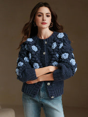 Isabella Crew Neck Long Sleeve Thick Knitted Loose Casual Sweater Jacket