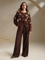 Isabella Crew Neck Long Sleeve Thick Knitted Loose Casual Sweater Jacket
