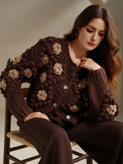 Isabella Crew Neck Long Sleeve Thick Knitted Loose Casual Sweater Jacket
