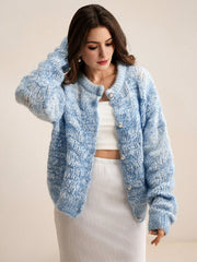 Isabella Pearl Button Loose Romantic Texture Knitted Cardigan