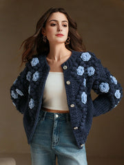 Isabella Crew Neck Long Sleeve Thick Knitted Loose Casual Sweater Jacket