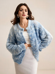 Isabella Pearl Button Loose Romantic Texture Knitted Cardigan