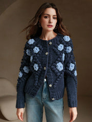 Isabella Crew Neck Long Sleeve Thick Knitted Loose Casual Sweater Jacket