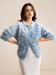 Isabella Pearl Button Loose Romantic Texture Knitted Cardigan