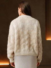 Isabella Pearl Button Loose Romantic Texture Knitted Cardigan