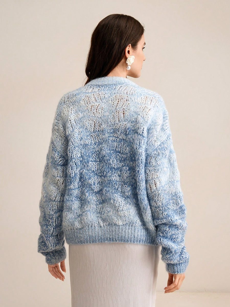Isabella Pearl Button Loose Romantic Texture Knitted Cardigan