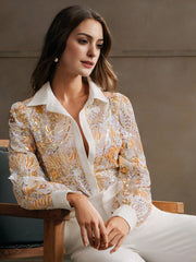 Isabella Women's Casual Long Sleeve Blouse With Embroidery