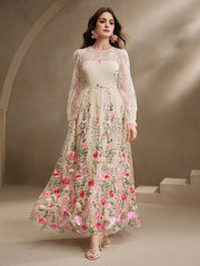 Robe de vacances élégante en dentelle brodée florale transparente Isabella
