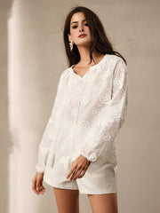 Isabella Women's Solid Color Lace-Up Casual Daily Wear Long Sleeve Shirt