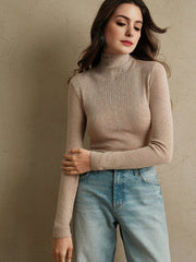 Isabella Embellished Rhinestone Half High Neck Blouse