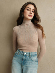 Isabella Embellished Rhinestone Half High Neck Blouse